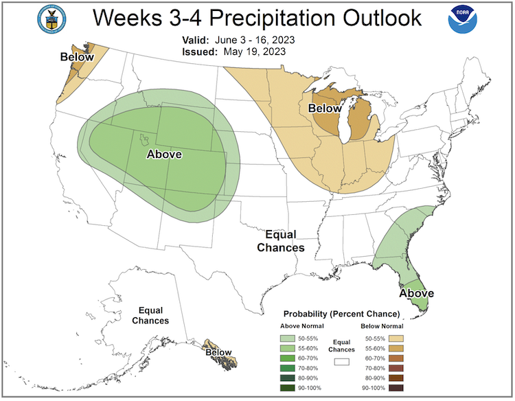 For June 3-16, there are equal chances of above- or below-normal precipitation across the Northeast.