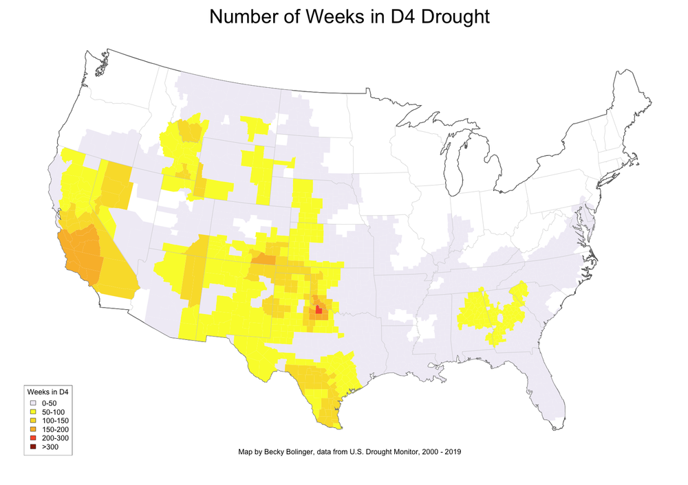 number of weeks of D4 drought