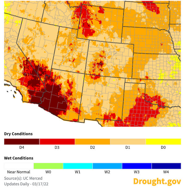 he Intermountain West can generally expect increased evaporative demand over the 4 weeks following March 17. The highest rates of evaporative demand will be in southern Arizona.