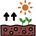 Raincloud icon representing evaporation.