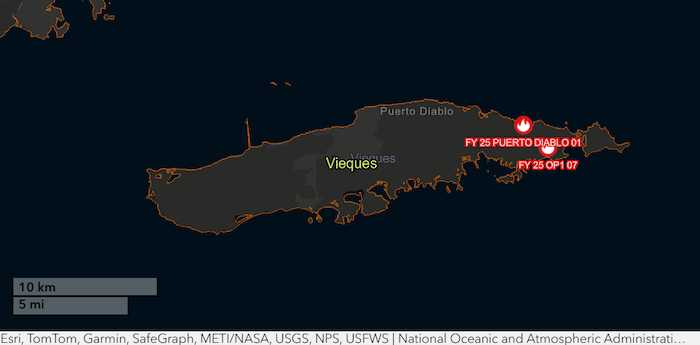 There are two active wildland fires reported in Vieques.