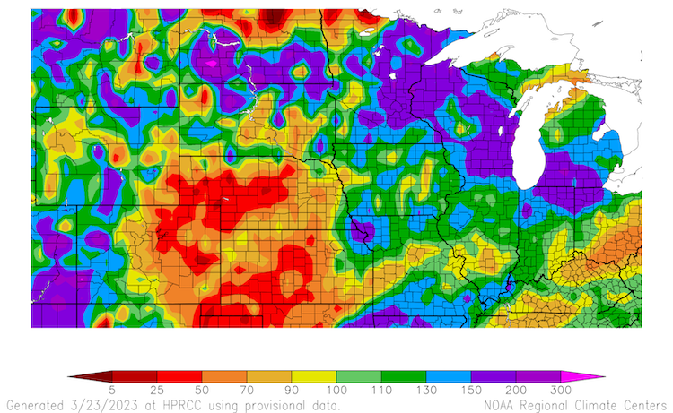 Near- to above-normal precipitation helped improve drought conditions in much of the Missouri River Basin. However, most of Kansas and Nebraska had below-normal precipitation over the past 60 days.