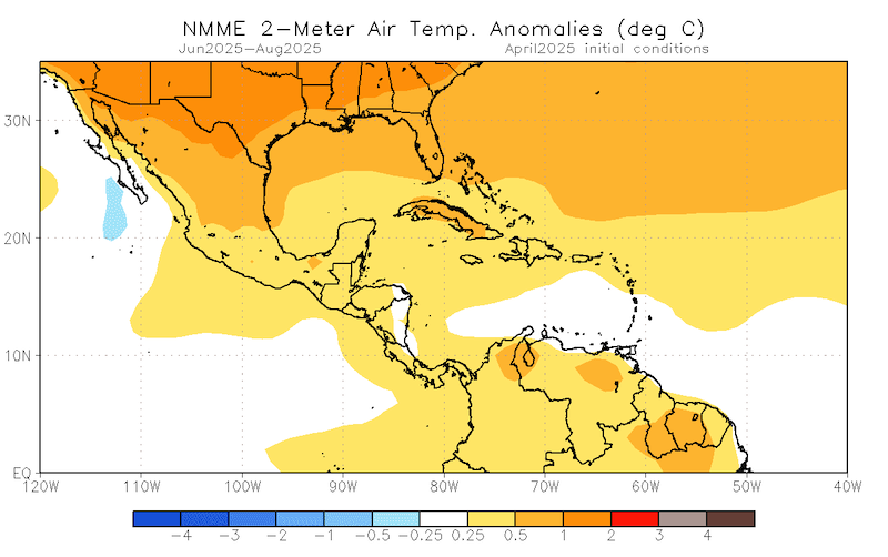 Temperatures are expected to be above normal for the territories in June to August 2025.
