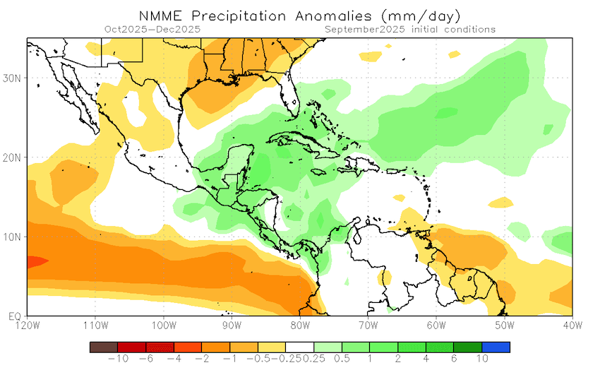 Se esperan precipitaciones ligeramente superiores a lo normal y temperaturas superiores a lo normal para los territorios.