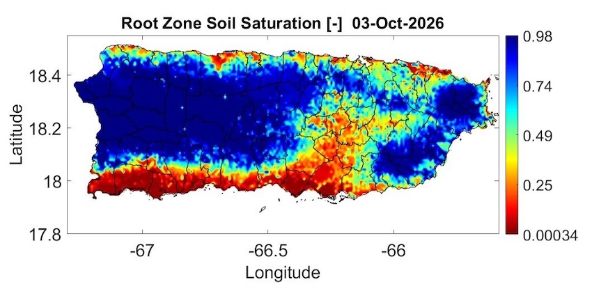 This map shows mostly dry soils along the southern plains and east interior. Areas in the west and western interior and parts of the eastern coast show wet soils.