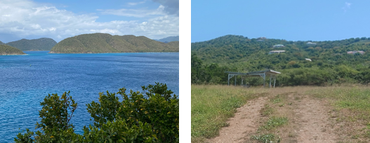 . On the left, Mary’s Point, Trunk Bay, St. John, USVI on April 9, 2024 (image by Kimberly Boulon). On the right, Lang’s Peak on St. Croix on April 6, 2024 (image by Mike Morgan, USDA Natural Resources Conservation Service).