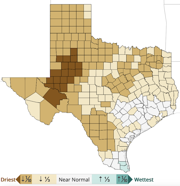 Precipitation rankings by county for September 2021 to March 2022.