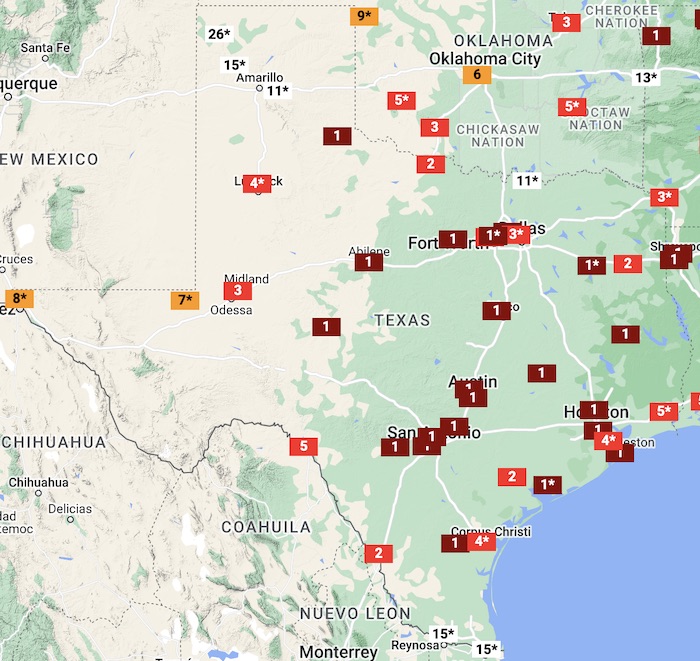 Average temperatures rankings for Texas, May 1-17. The first 17 days of May were the warmest on record for large portions of the state.