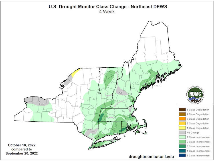 Over the past 4 weeks, part of every state in the Northeast has experienced drought improvements.