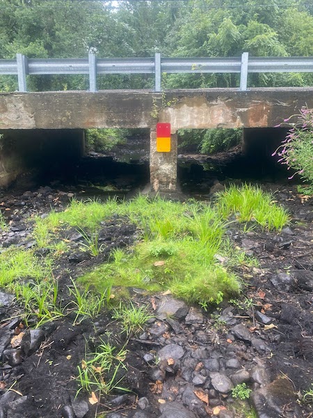 A bridge over the Segreganset River in Massachusetts, showing no flow from the river