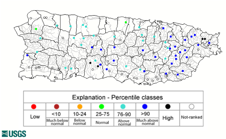 As of November 1, 2022, 7-day average streamflows across Puerto Rico are at or above normal.