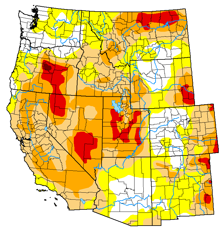 According to the January 17 U.S. Drought Monitor, 59.4% of the western contiguous U.S. is in drought, with 7.5% in extreme to exceptional (D3 to D4) drought.