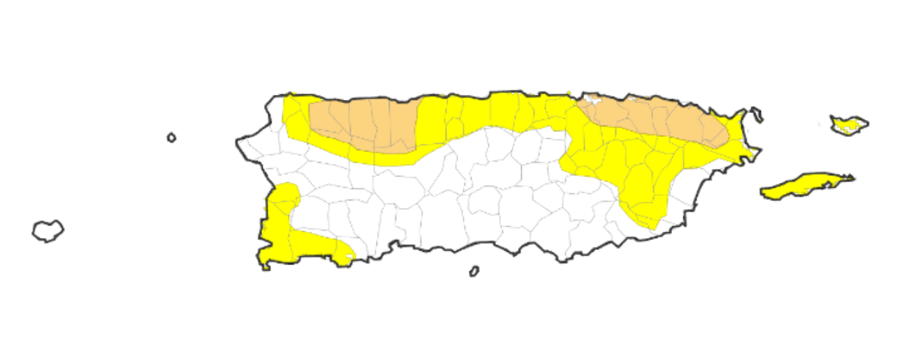 As of the September 26 U.S. Drought Monitor for Puerto Rico, Moderate Drought (D1) conditions are observed across the northeast, including the San Juan metro area, and a small portion of the northwest.