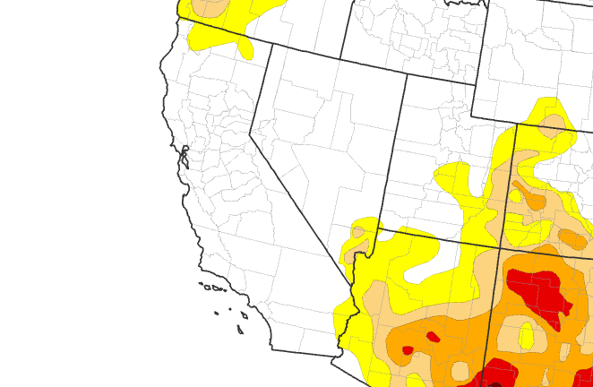 According to the October 17 U.S. Drought Monitor, 0.66% California-Nevada is in drought, and 2.9% is abnormally dry (D0).