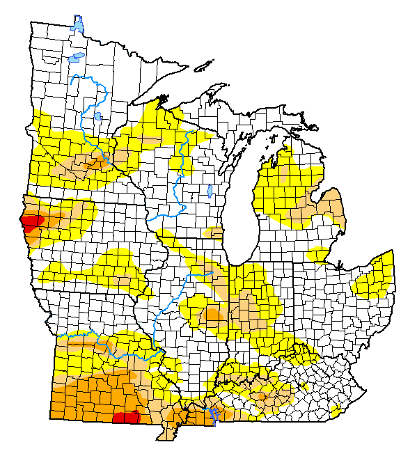 According to the July 19 U.S. Drought Monitor, 16.62% of the Midwest is in drought, with extreme (D3) drought present in Iowa and Missouri.