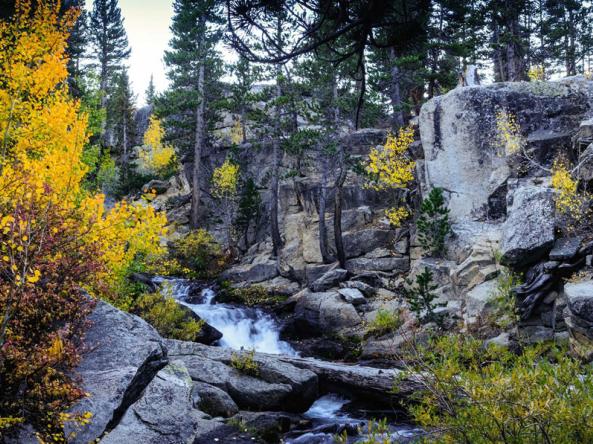 Bishop Creek waterfall in the Sierra Nevada Mountains