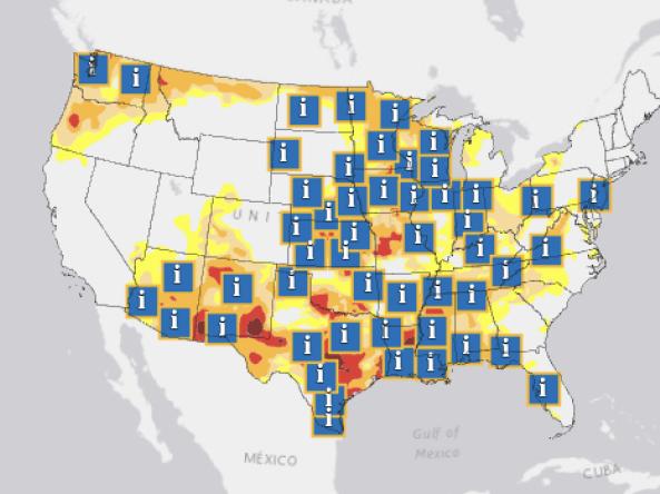 Drought information statement example map.