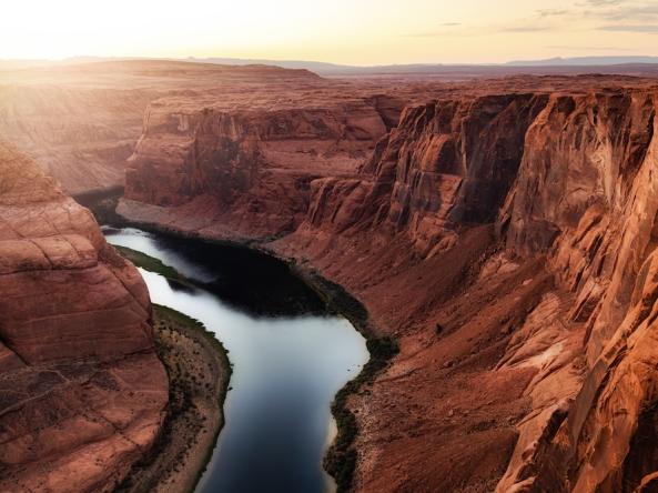 Drought conditions causing low levels in the Colorado River. Image credit: GoodFocused, Shutterstock.