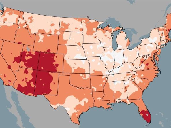 Map of the contiguous U.S. showing mean temperature percentiles for June to August 2026. Much of the U.S. experienced above-normal temperatures this summer. Credit: NOAA's National Centers for Environmental Information.