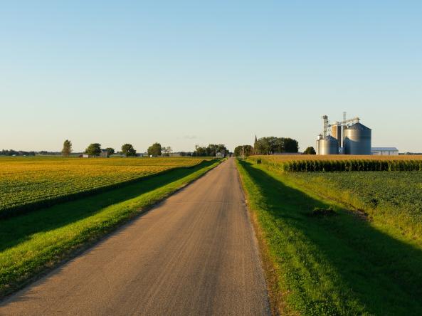 A country road in the Midwest