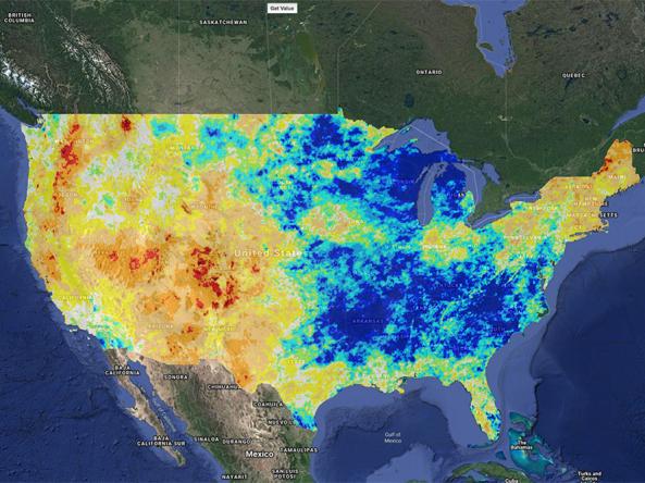 Example PDSI map in Climate Engine