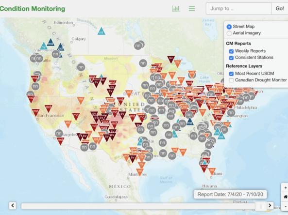 Representative CoCoRaHS Condition Monitoring map