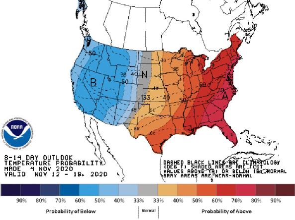 8-14 day temperature outlook from the Climate Prediction Center