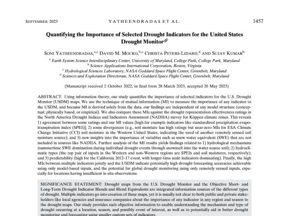 FIrst page of the article in the Journal of Hydrometeorology.
