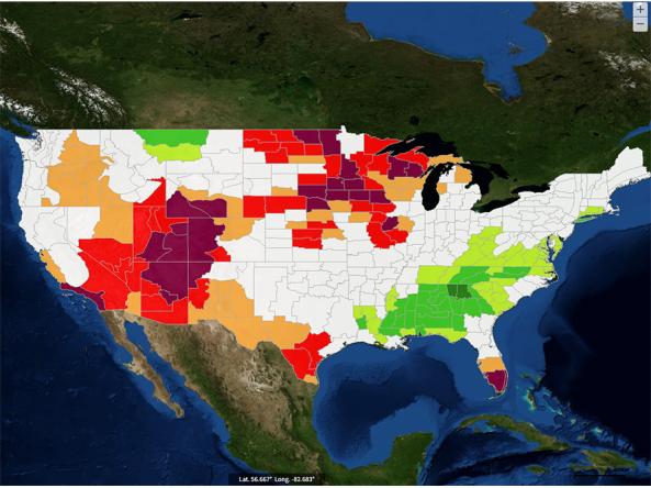 Global Historical Climatology Network mapping system showing PMDI