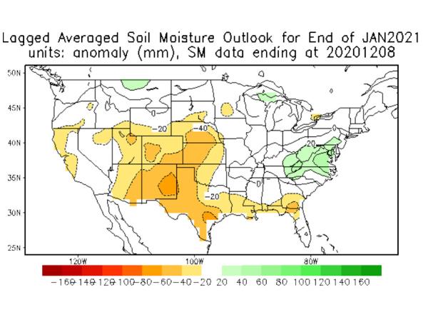CPC average soil moisture outlook map for the contiguous U.S.