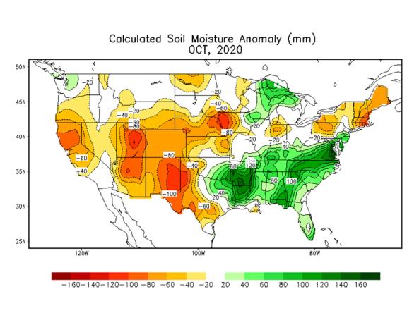 Calculated soil moisture anomaly map