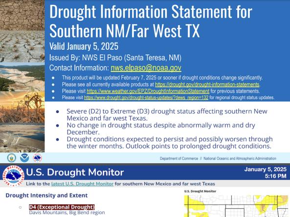 Preview of a drought information statement from the El Paso, TX Weather Forecast Office.