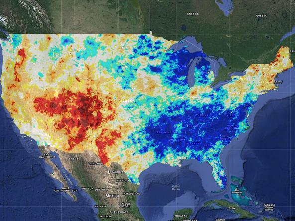 Long-term drought indicator blend map within the Climate Engine tool