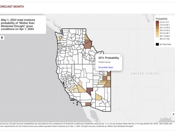 Example forecast map from the Drought Recovery Tool.