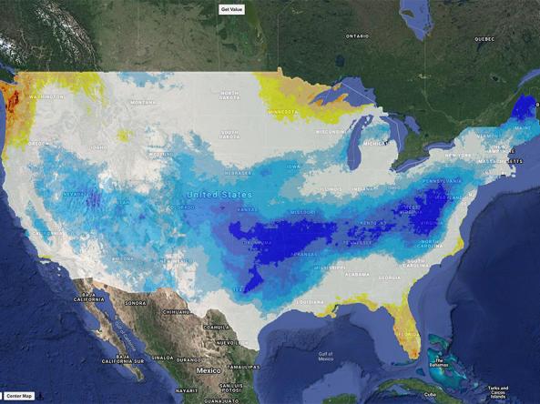 Example EDDI subseasonal forecast map on Climate Engine