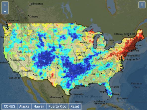 Gridded SPI data visualized on a map of the contiguous U.S.