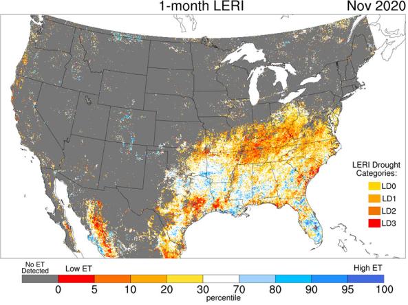 Example 1-month LERI map of the contiguous U.S.