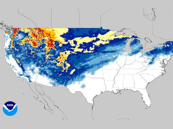 NOHRSC National Snowfall Accumulation Map