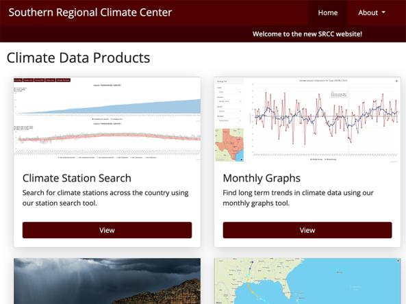 Home page of the SRCC Dashboard