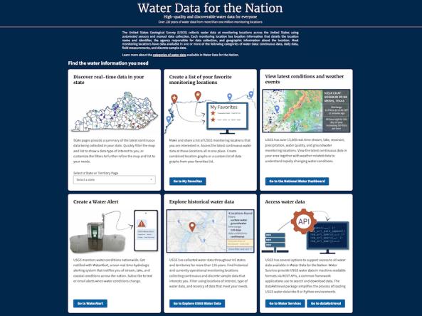 Water Data for the Nation home page.