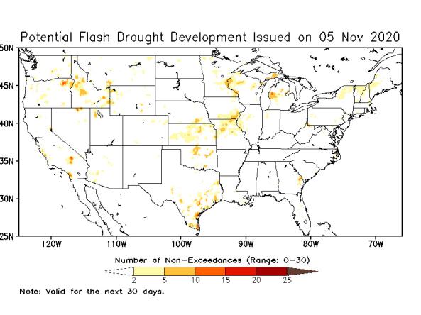 Potential Flash Drought Detection Tool map