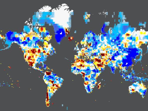 Example global precipitation SPI map using precipitation data from GPCC.