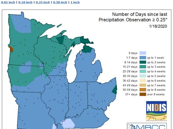 MRCC Days without precipitation example image