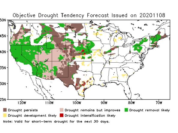 Objective Drought Tendency Forecast map