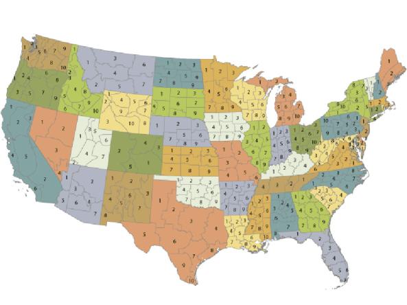 Map of U.S. climate divisions