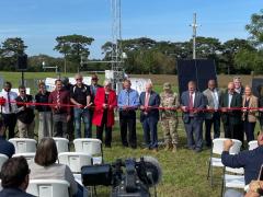 Cutting the ribbon on the Nebraska Mesonet demonstration station on the campus of University of Nebraska Lincoln. Image Credit: Elise Osenga
