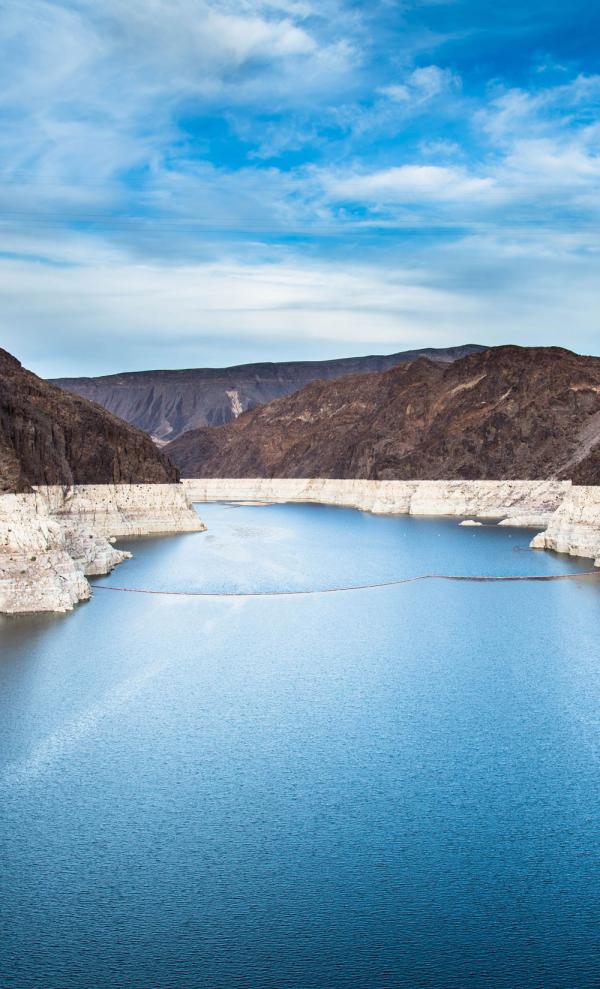 Lake Mead showing low water levels