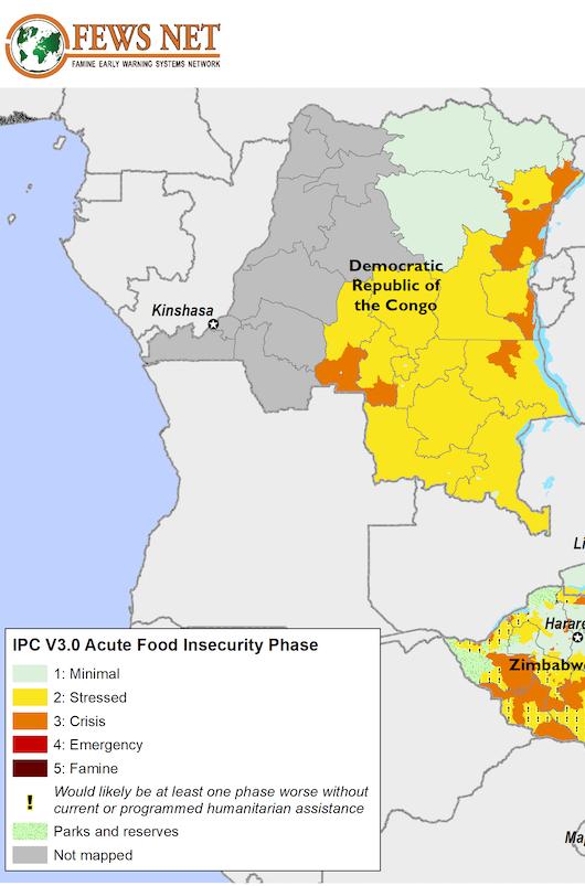 Example Southern Africa Food Security Classification Map from FEWS Net