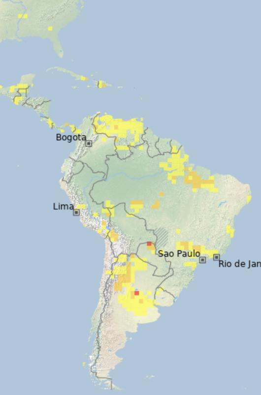 An example map of South America from the Global Drought Observatory MapViewer