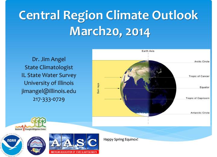 opening slide for presentation on Central Region Climate Outlook, March 2014